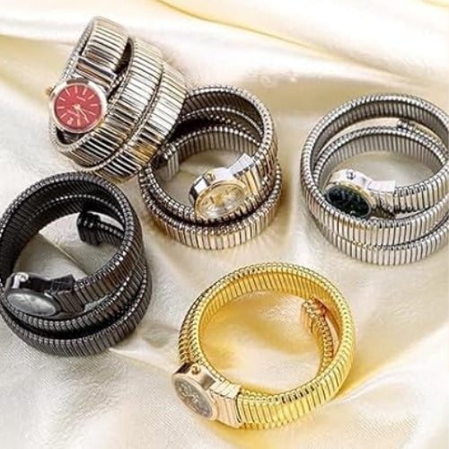 Women's Snake-Shaped Round Dial Watch