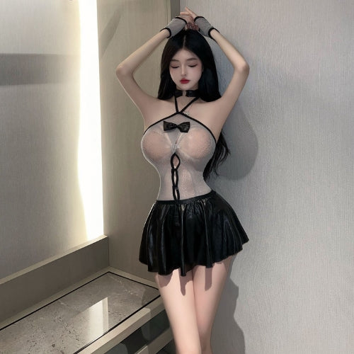 Hollow-Out Uniform Stockings Mesh Lingerie