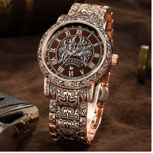 Men's Medieval Roman Carved Quartz Watch