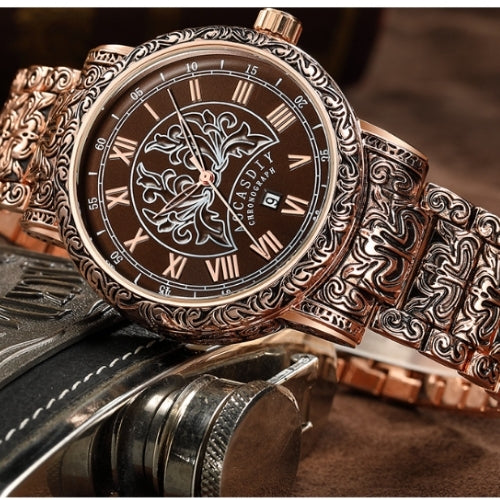 Men's Medieval Roman Carved Quartz Watch