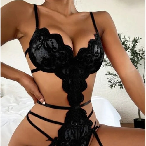 Women's Sexy Floral Lace Crotchless Teddy Bodysuit – Seductive & Elegant Lingerie