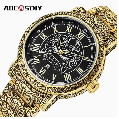 Men's Medieval Roman Carved Quartz Watch