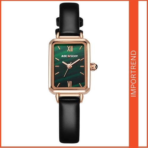 Women's Small Green Rectangle Ladies Wristwatch
