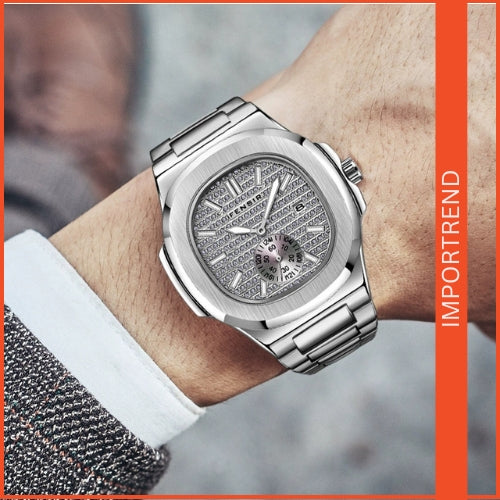 Men's Diamond Face Square Quartz Watch