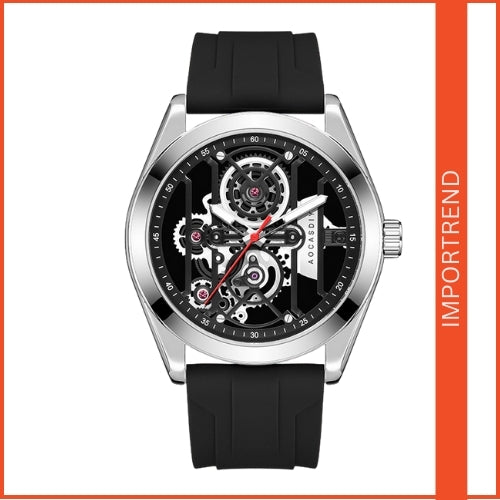 Men's Analog Wristwatch Sapphire Glass, Silicone Rubber Strap
