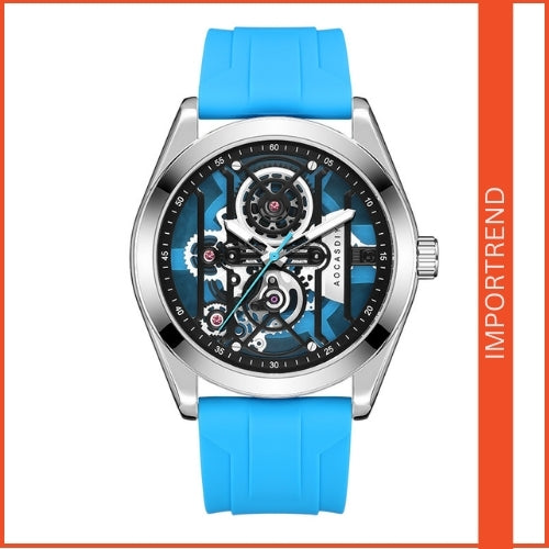 Men's Analog Wristwatch Sapphire Glass, Silicone Rubber Strap