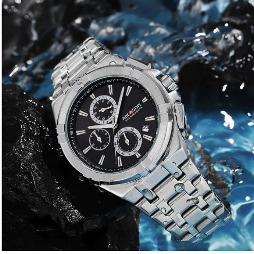 Men's Quartz Watch Luminous, Big Dial, Silicone Strap