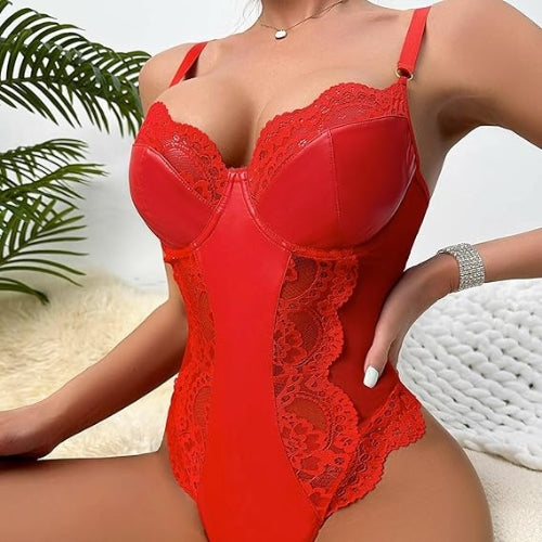 Lingerie for Women Sexy Lace Bralette – Lace Patent Leather Sexy Lingerie