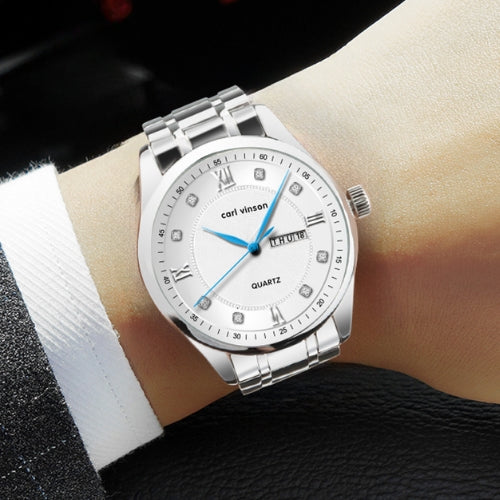 Diamond-Studded Double Calendar Men's Watch