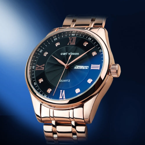 Diamond-Studded Double Calendar Men's Watch