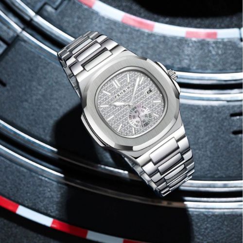 Men's Diamond Face Square Quartz Watch