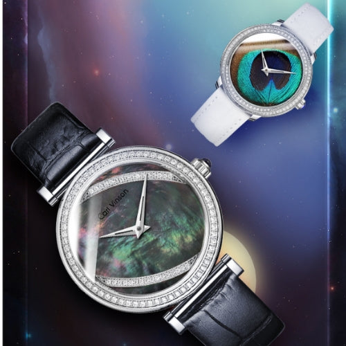 Women's Quartz Watch with Feather Surface, Diamond Accents