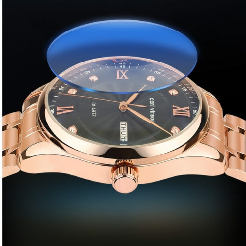 Diamond-Studded Double Calendar Men's Watch