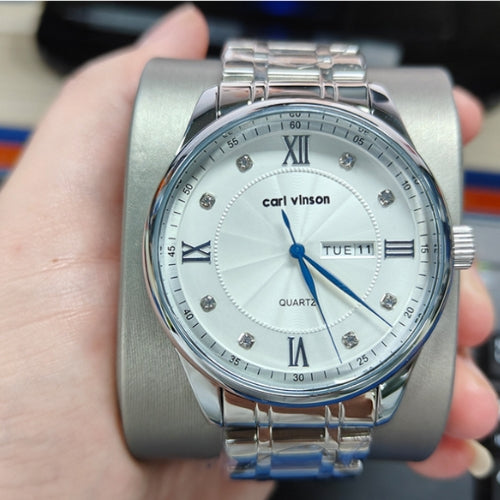Diamond-Studded Double Calendar Men's Watch