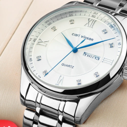 Diamond-Studded Double Calendar Men's Watch