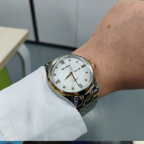 Diamond-Studded Double Calendar Men's Watch
