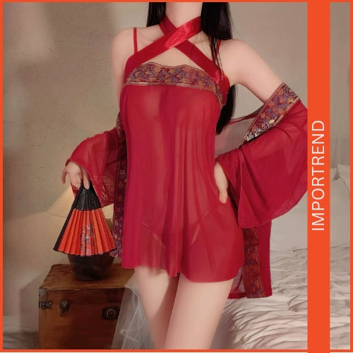 Sexy Mesh Suspenders Nightdress Set
