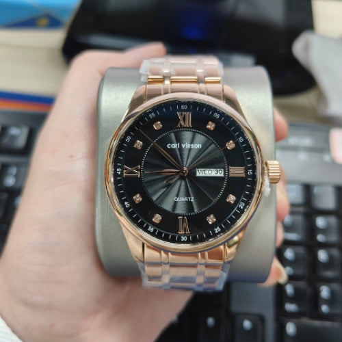Diamond-Studded Double Calendar Men's Watch
