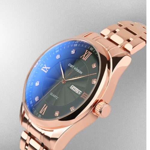 Diamond-Studded Double Calendar Men's Watch