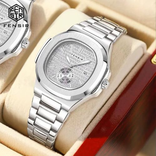 Men's Diamond Face Square Quartz Watch