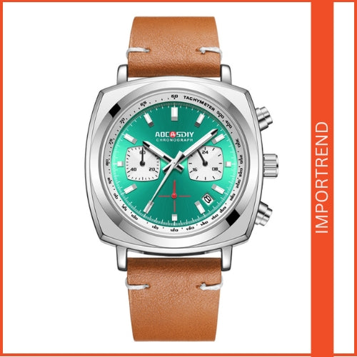 Men's Sports Quartz Watch with Leather Strap