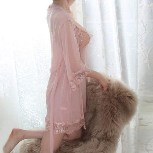 Women's Lace Silk Nightgown Wireless Lingerie