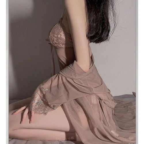 Women's Lace Silk Nightgown Wireless Lingerie