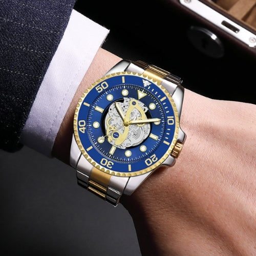 Men's Stainless Steel Skeleton Watch