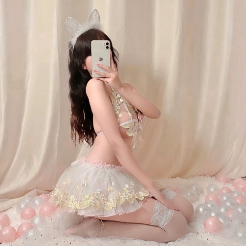 Bridal Lingerie with underwear, stockings, headband