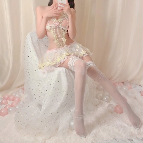 Bridal Lingerie with underwear, stockings, headband