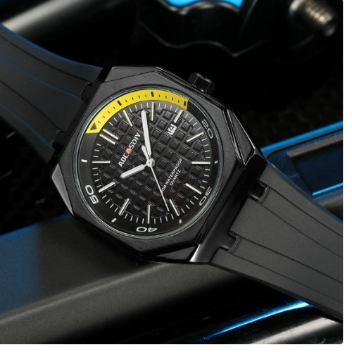Men's Square Watch with Silicone Strap