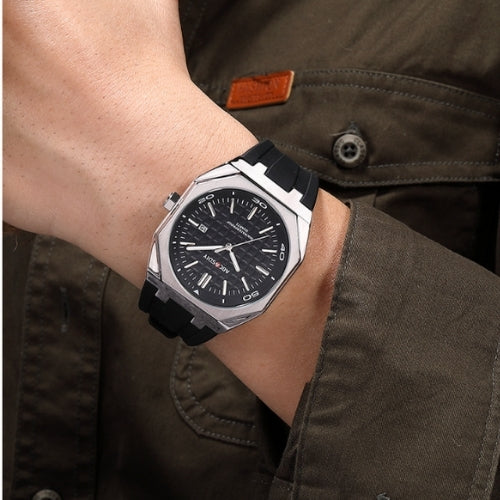 Men's Square Watch with Silicone Strap