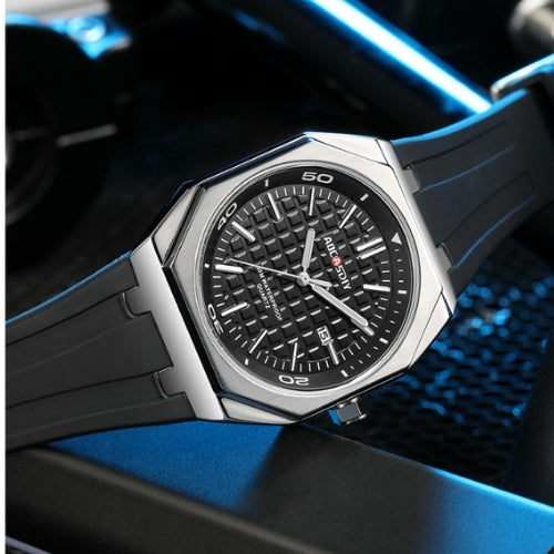 Men's Square Watch with Silicone Strap