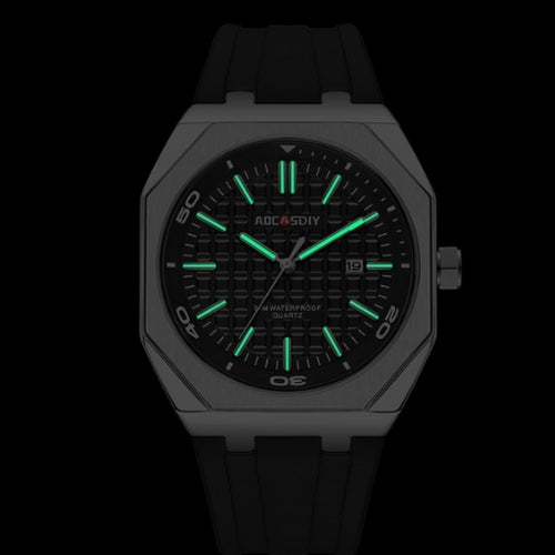 Men's Square Watch with Silicone Strap