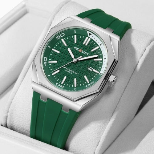 Men's Square Watch with Silicone Strap