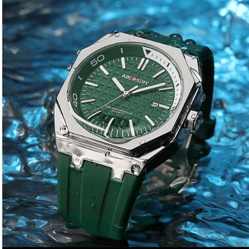 Men's Square Watch with Silicone Strap