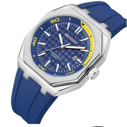 Men's Square Watch with Silicone Strap