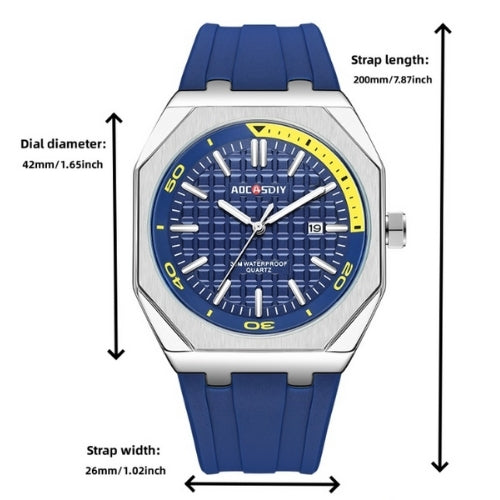 Men's Square Watch with Silicone Strap