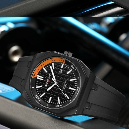 Men's Square Watch with Silicone Strap