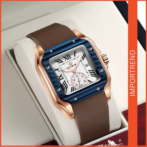 Men's Square Striped Watch