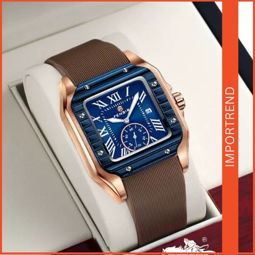 Men's Square Striped Watch