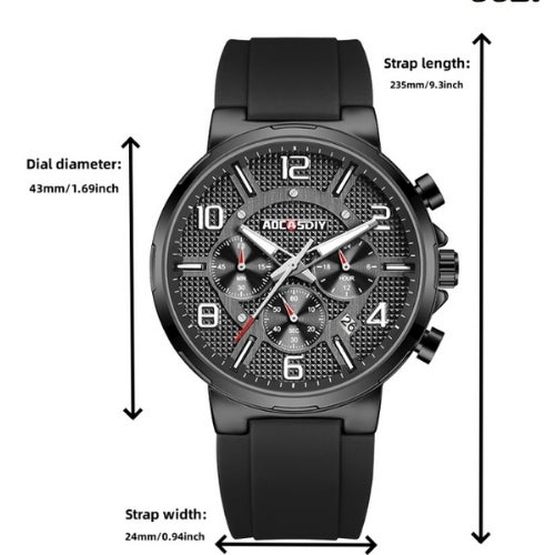 Men's Sports Watch – Large Dial & Silicone Strap