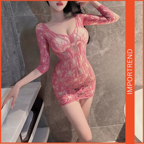 Hollow Crotch Jacquard Bodysuit nightwear