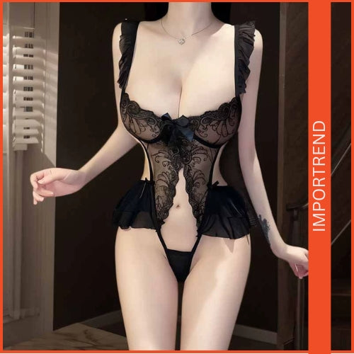 Lace Embroidered Lingerie Hollow Crotch Nightwear