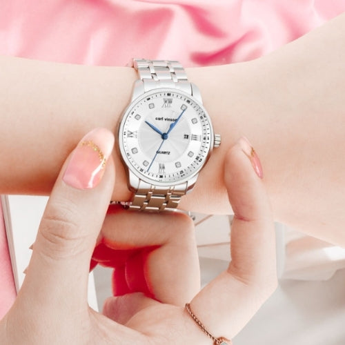 Women's Quartz Watch with Diamond Accents and Calendar Function