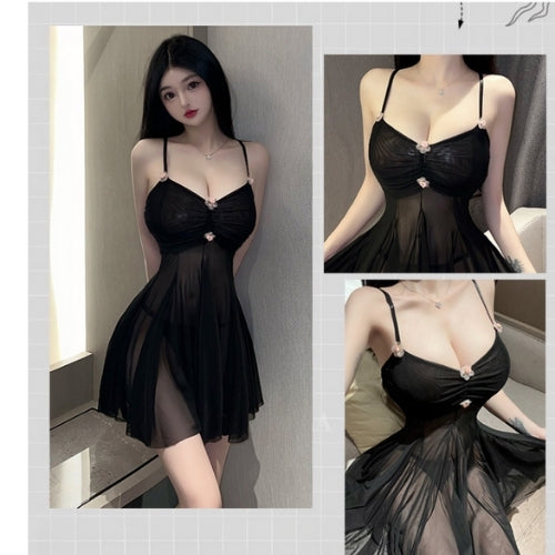 Suspender Nightwear Soft Lace & Mesh Lingerie Set