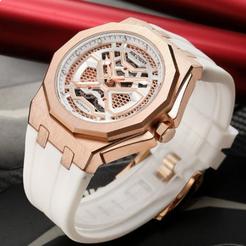 Men's Sports, Mechanical, Silicone Strap Watch