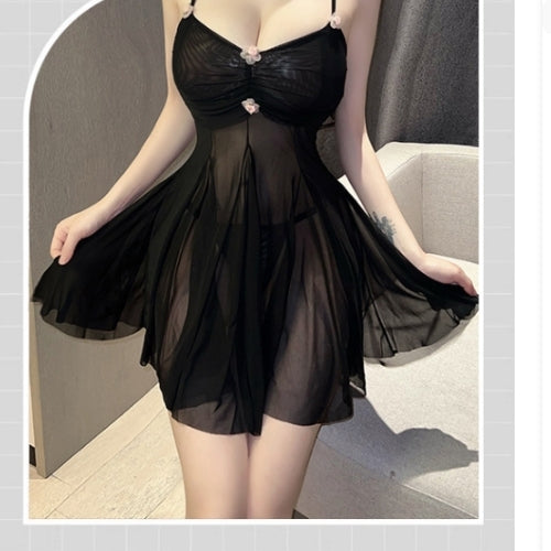 Suspender Nightwear Soft Lace & Mesh Lingerie Set