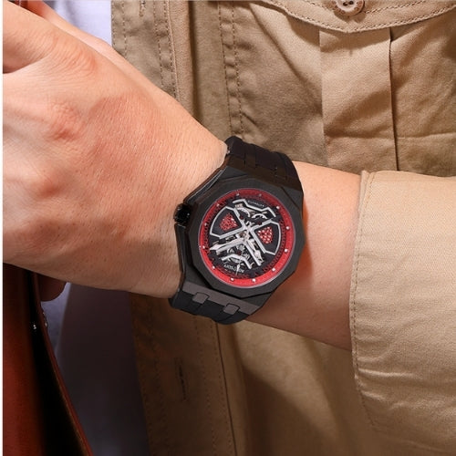 Men's Sports, Mechanical, Silicone Strap Watch