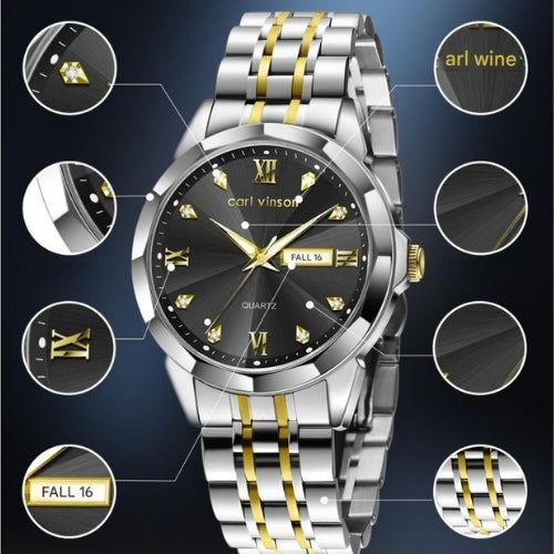 Men’s Quartz Watch with Luminous, Calendar Function